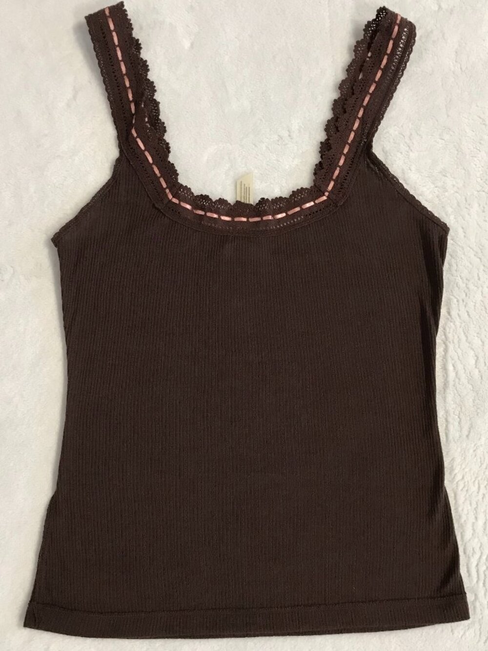 Free People Intimately Only You Lace Rib Tank French Roast Brown S Boho - Picture 7 of 10